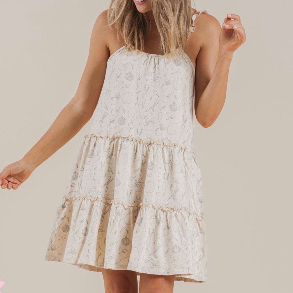 Rylee + Cru Women Vegetable Garden Tiered Jersey Dress Natural